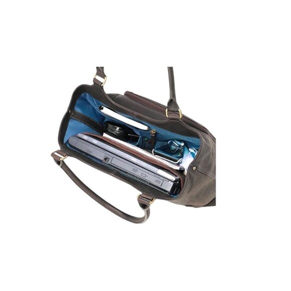 Solo Executive 16” Leather Bucket Tote Espresso One Size Travel Minimalist Large - Picture 8 of 16